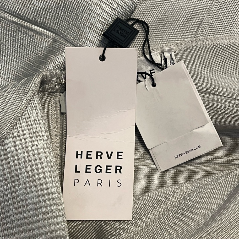 Herve Leger Deep V Bandage Dress - Picture 6 of 10